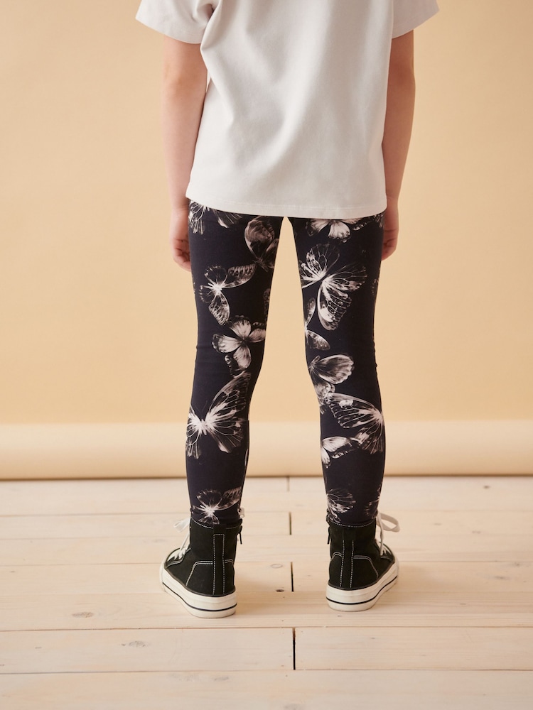Black/White Butterfly Printed Leggings (3-16yrs) - Image 2 of 7