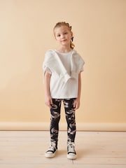 Black/White Butterfly Printed Leggings (3-16yrs) - Image 4 of 7