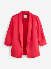 Red Relaxed Ruched Sleeve Blazer - Image 4 of 5
