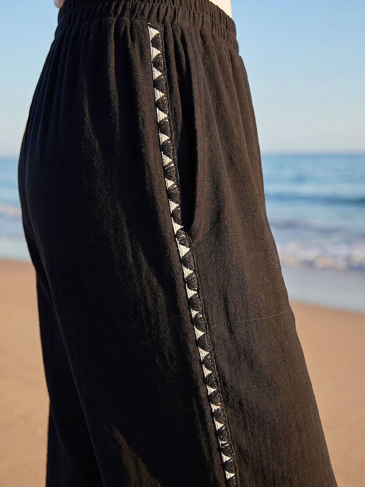 Roman Black Petite Cropped Side Trim Trousers - Image 4 of 4 Roman Black Petite Cropped Side Trim Trousers - Image 4 of 4