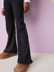Black 1 Pack Rib Flare Leggings (3-16yrs) - Image 4 of 7
