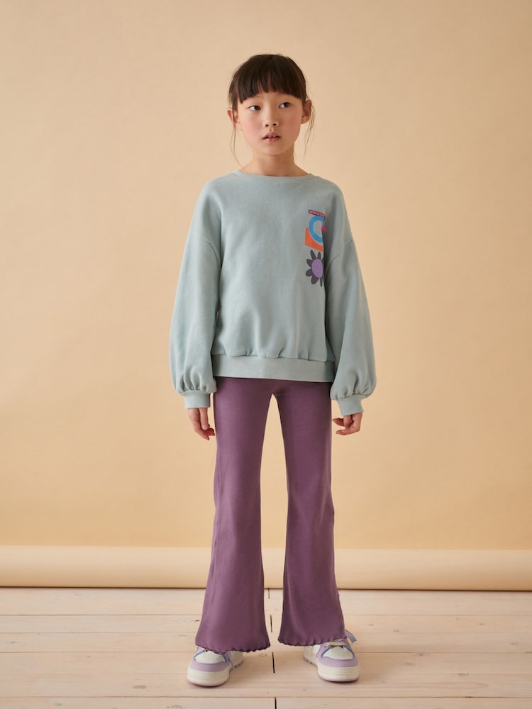Purple 1 Pack Rib Flare Leggings (3-16yrs) - Image 2 of 7