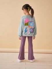 Purple 1 Pack Rib Flare Leggings (3-16yrs) - Image 3 of 7