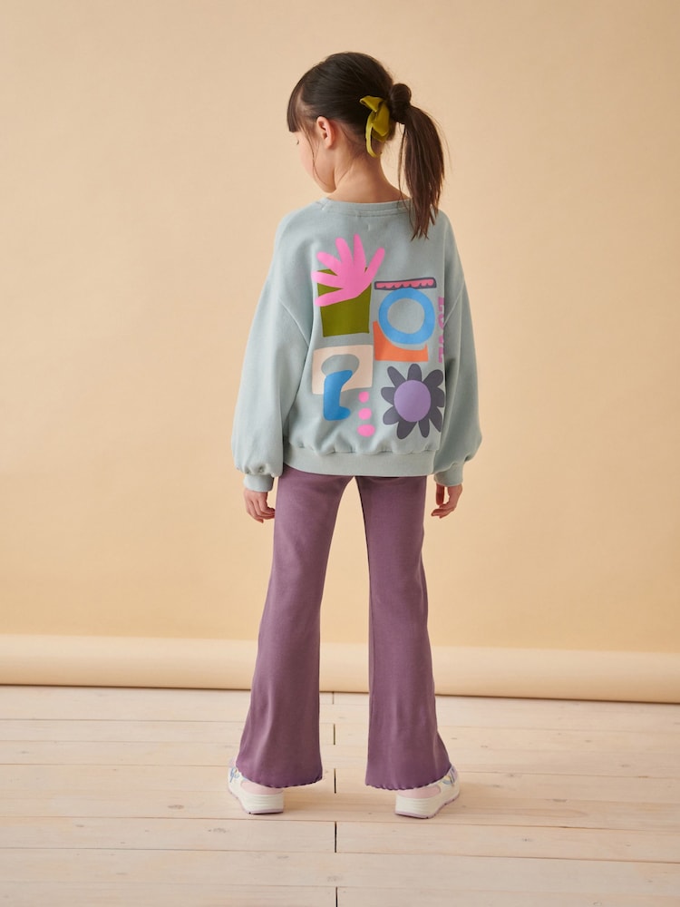 Purple 1 Pack Rib Flare Leggings (3-16yrs) - Image 3 of 7