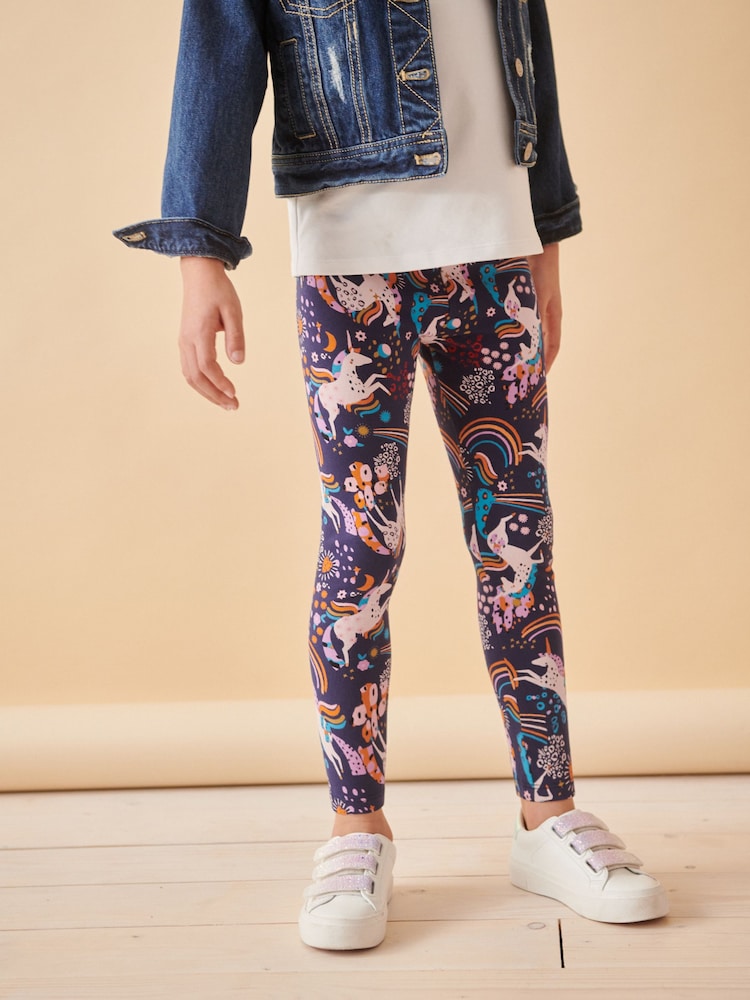 Diseño en azul marino de arcoíris y unicornios - Leggings estampados (3-16 años) - Imagen 1 de 7 Diseño en azul marino de arcoíris y unicornios - Leggings estampados (3-16 años) - Imagen 1 de 7