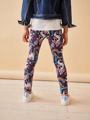 Navy Unicorn Rainbow Printed Leggings (3-16yrs) - Image 3 of 7