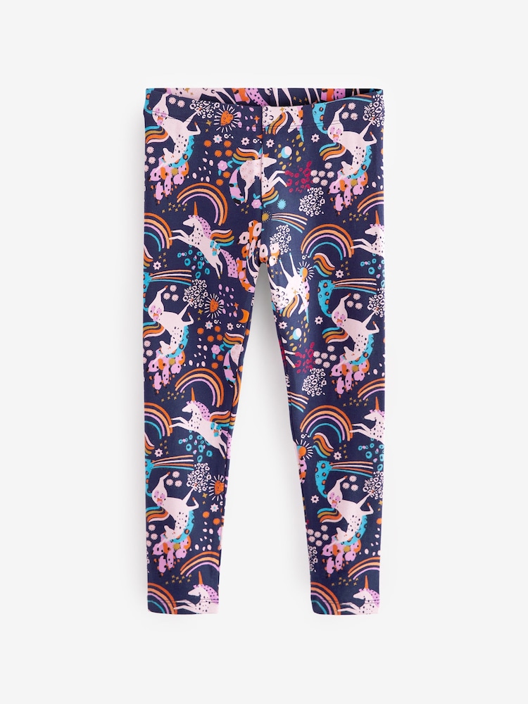 Navy Unicorn Rainbow Printed Leggings (3-16yrs) - Image 5 of 7