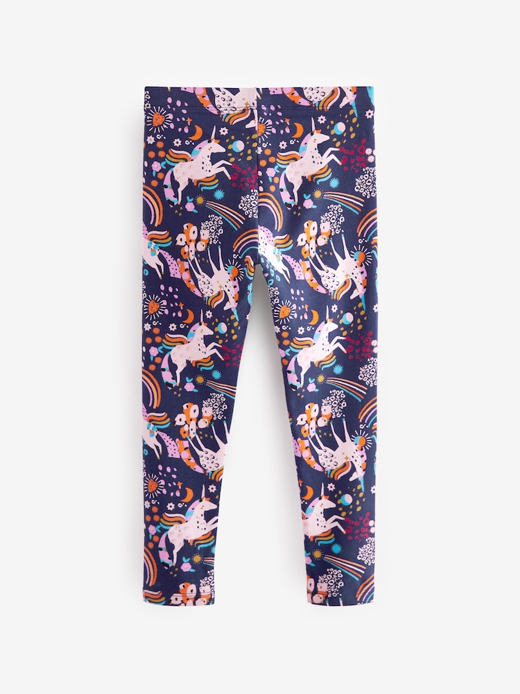 Navy Unicorn Rainbow Printed Leggings (3-16yrs) - Image 6 of 7