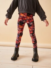 Black Floral Printed Leggings (3-16yrs) - Image 1 of 7