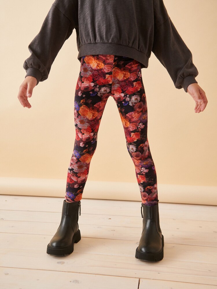 Black Floral Printed Leggings (3-16yrs) - Image 1 of 7