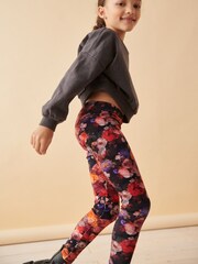 Black Floral Printed Leggings (3-16yrs) - Image 2 of 7