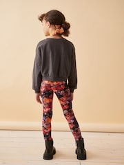 Black Floral Printed Leggings (3-16yrs) - Image 4 of 7