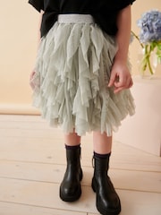 Grey/Silver Sparkle Tiered Tulle Mesh Skirt (3-16yrs) - Image 2 of 4