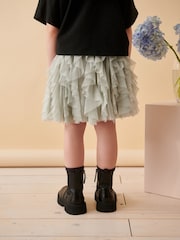 Grey/Silver Sparkle Tiered Tulle Mesh Skirt (3-16yrs) - Image 3 of 4