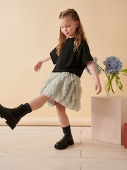 Grey/Silver Sparkle Tiered Tulle Mesh Skirt (3-16yrs) - Image 4 of 4