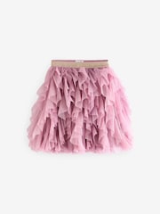 Pink/Gold Sparkle Tiered Tulle Mesh Skirt (3-16yrs) - Image 1 of 4