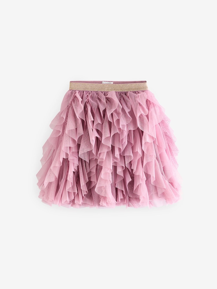 Pink/Gold Sparkle Tiered Tulle Mesh Skirt (3-16yrs) - Image 1 of 4
