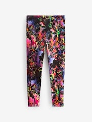 Black/Pink/Green Splat Printed Leggings (3-16yrs) - Image 1 of 6