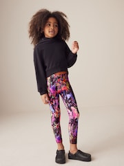 Black/Pink/Green Splat Printed Leggings (3-16yrs) - Image 2 of 6