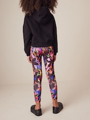 Black/Pink/Green Splat Printed Leggings (3-16yrs) - Image 3 of 6