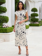 Roman White Printed Twist Front Wrap Dress - Image 1 of 5