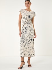 Roman White Printed Twist Front Wrap Dress - Image 2 of 5