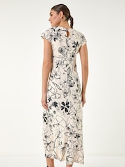 Roman White Printed Twist Front Wrap Dress - Image 4 of 5