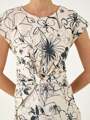 Roman White Printed Twist Front Wrap Dress - Image 5 of 5