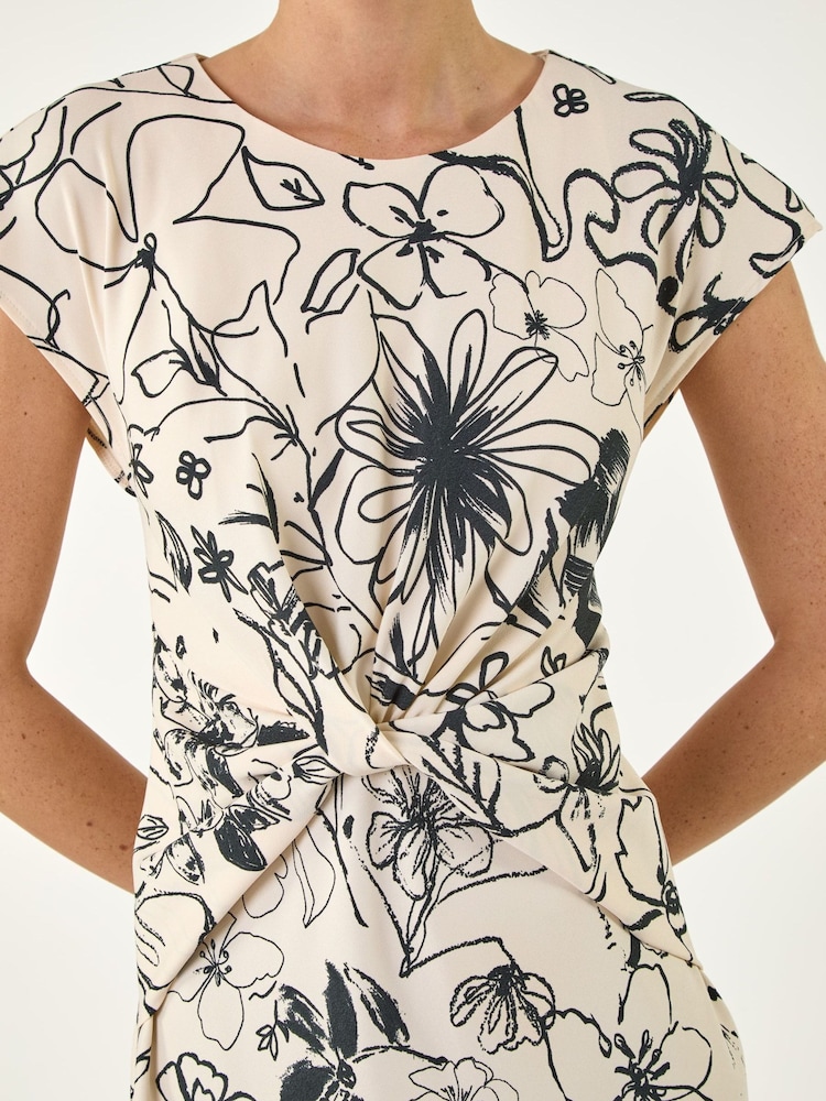 Roman White Printed Twist Front Wrap Dress - Image 5 of 5 Roman White Printed Twist Front Wrap Dress - Image 5 of 5