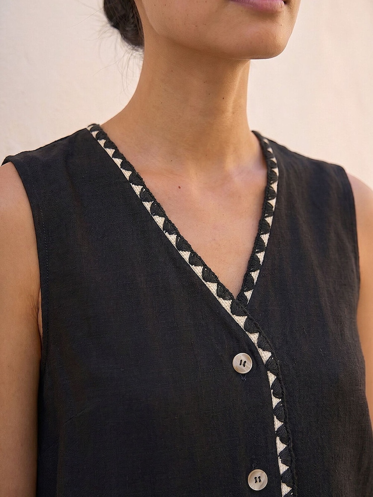 Roman Black Petite V-Neck Trim Detail Top - Image 4 of 4 Roman Black Petite V-Neck Trim Detail Top - Image 4 of 4