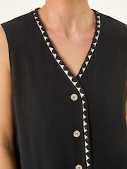 Roman Black Petite V-Neck Trim Detail Top - Image 5 of 5
