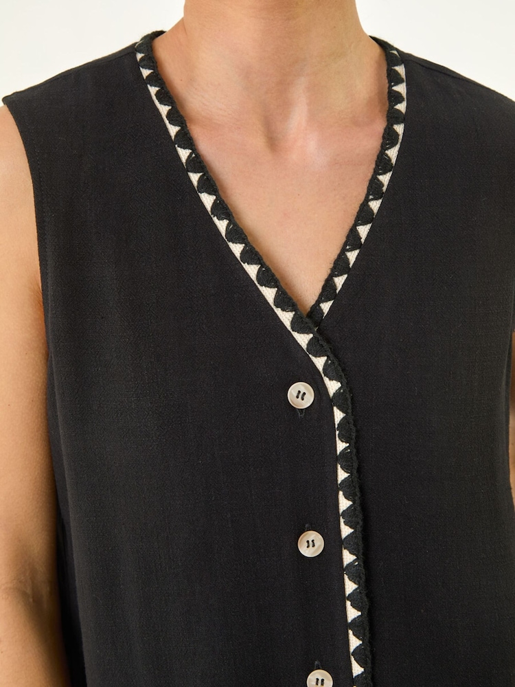 Roman Black Petite V-Neck Trim Detail Top - Image 5 of 5 Roman Black Petite V-Neck Trim Detail Top - Image 5 of 5