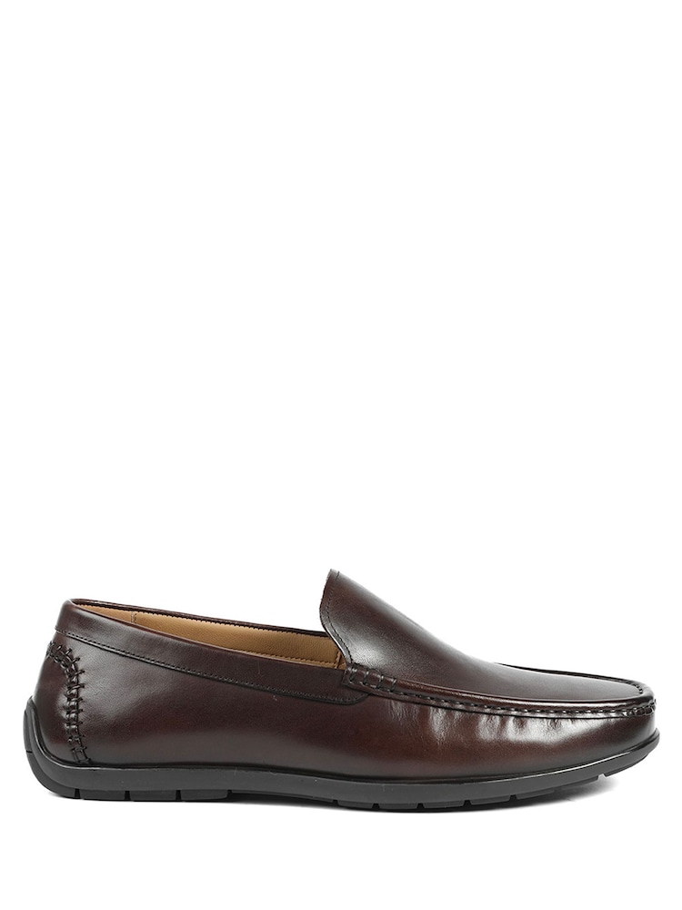Jones Bootmaker Brown Wide Fit Rawston Wide Fit Smart Leather Slip-On Shoes - Image 1 of 5