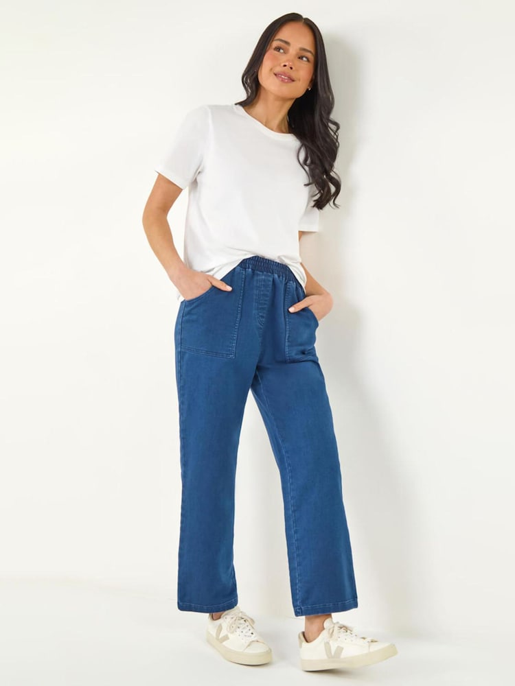 Roman Blue Petite Stretch Denim Trousers - Image 1 of 6 Roman Blue Petite Stretch Denim Trousers - Image 1 of 6