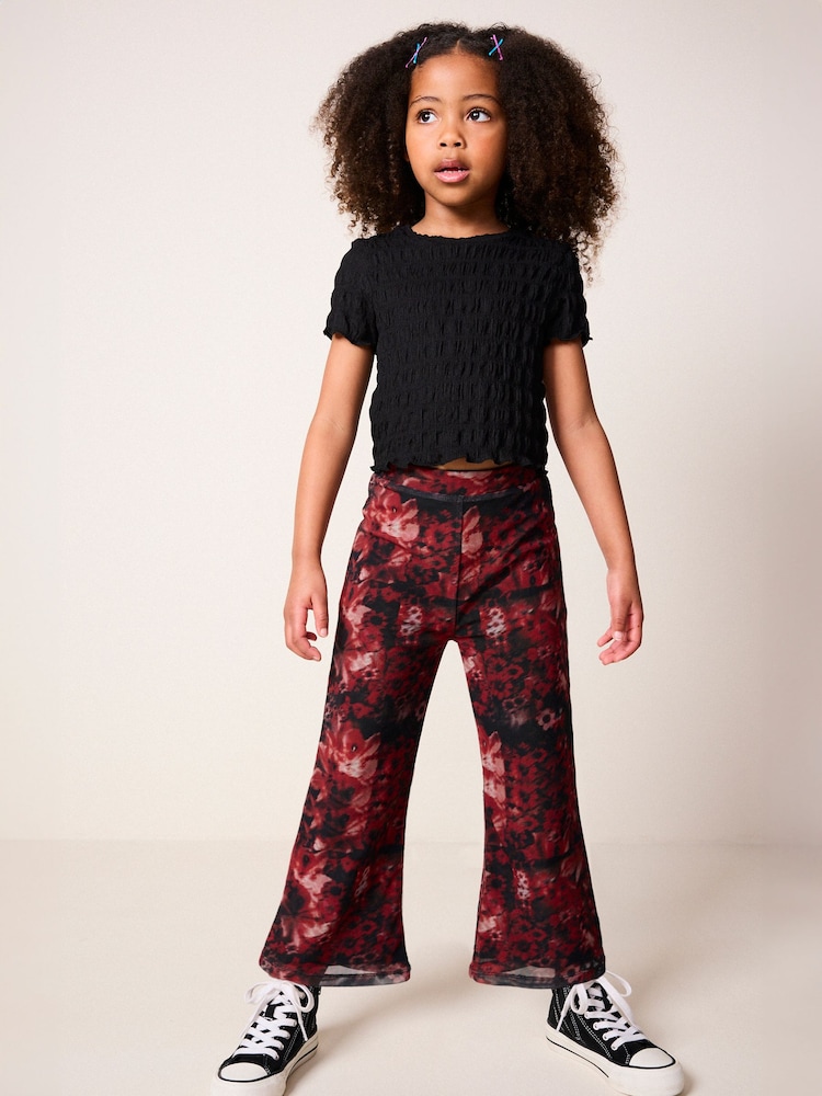 Red/Black Mesh Flare Leggings (3-16yrs) - Image 1 of 6