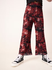 Red/Black Mesh Flare Leggings (3-16yrs) - Image 2 of 6