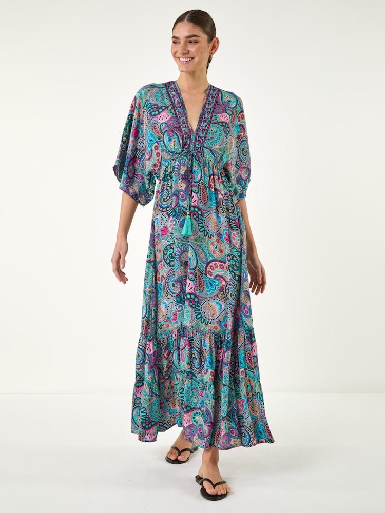 Roman Paisley Boho Maxi Dress - 圖片 1/4