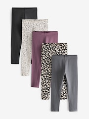 Mono Spot/Black/Charcoal Grey Leggings 5 Pack (3-16yrs) - Image 1 of 8