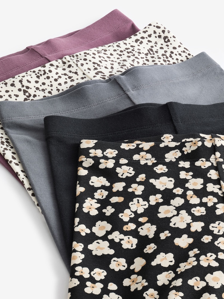 Mono Spot/Black/Charcoal Grey Leggings 5 Pack (3-16yrs) - Image 8 of 8