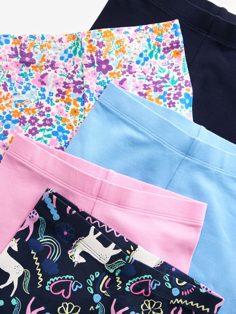 Blue/Pink Floral/Navy Unicorn - Leggings 5 Pack (3-16yrs) - Image 8 of 8 Blue/Pink Floral/Navy Unicorn - Leggings 5 Pack (3-16yrs) - Image 8 of 8