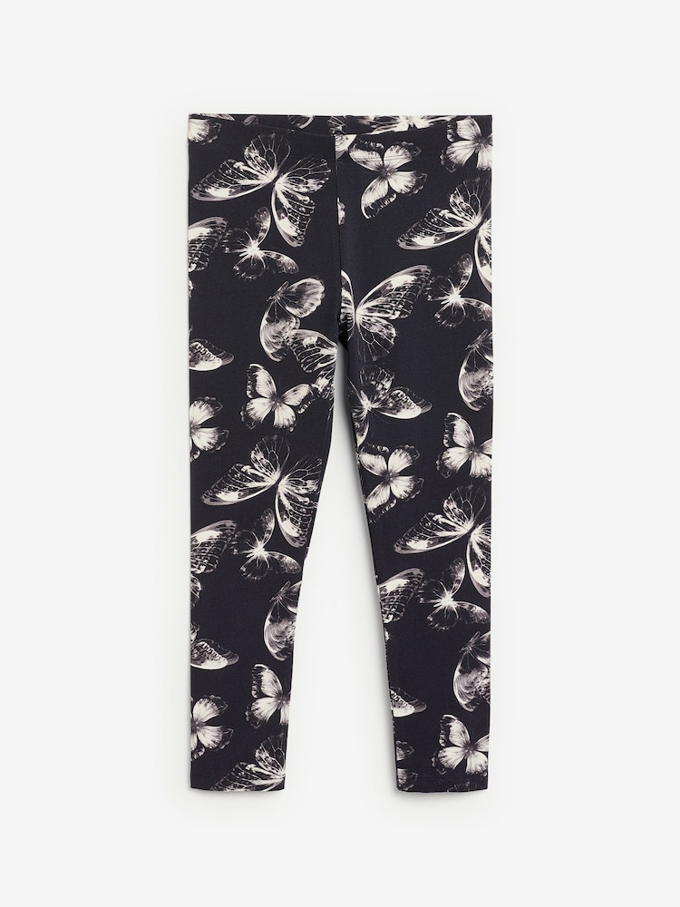 Khaki Green/Charcoal Grey/Purple Butterfly Leggings 5 Pack (3-16yrs) - Image 2 of 8