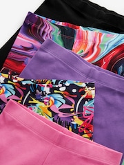 Purple/Graffiti/Multi Swirl Leggings 5 Pack (3-16yrs) - Image 8 of 8