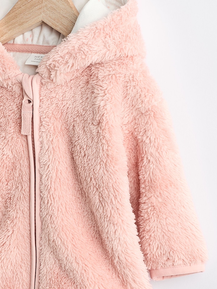 Buy Pink Fleece Baby Hooded Jacket (0mths-2yrs) from Next Kuwait
