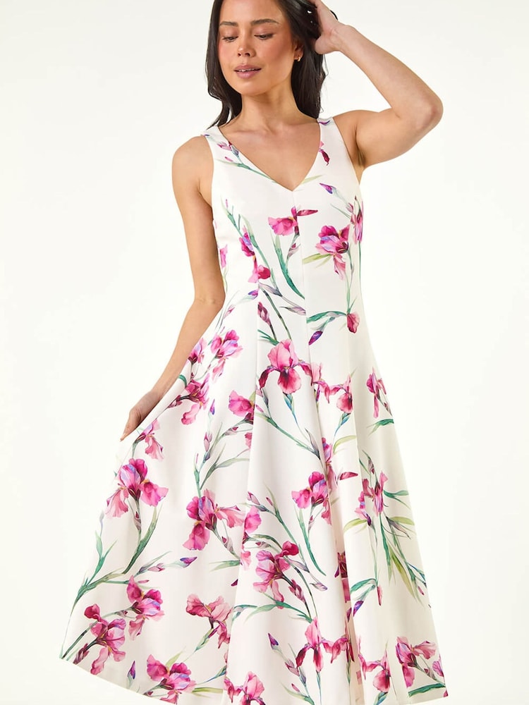 Roman White Petite Fit and Flare Dress - Image 1 of 5
