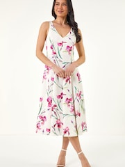 Roman White Petite Fit and Flare Dress - Image 2 of 5