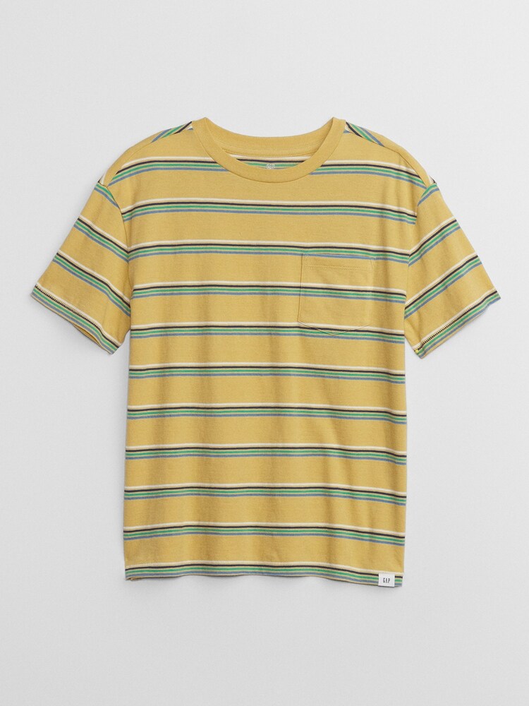 Gap Yellow/Green Stripe Pocket Short Sleeve Crew Neck T-Shirt (4-13yrs) - Image 1 of 1