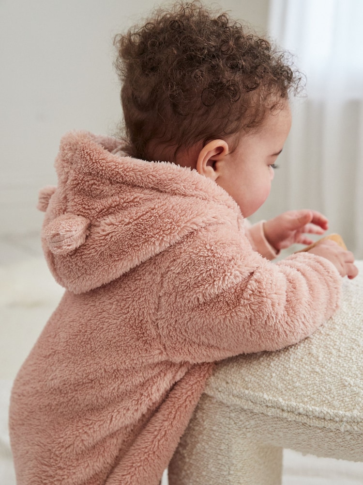 Pink Baby Cosy Fleece Hooded All-In-One (0mths-2yrs) - Image 3 of 11