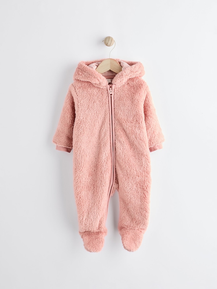 Pink Baby Cosy Fleece Hooded All-In-One (0mths-2yrs) - Image 5 of 11