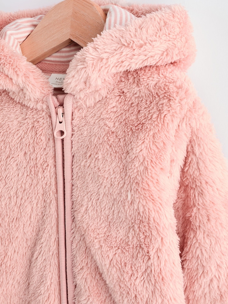 Pink Baby Cosy Fleece Hooded All-In-One (0mths-2yrs) - Image 7 of 11