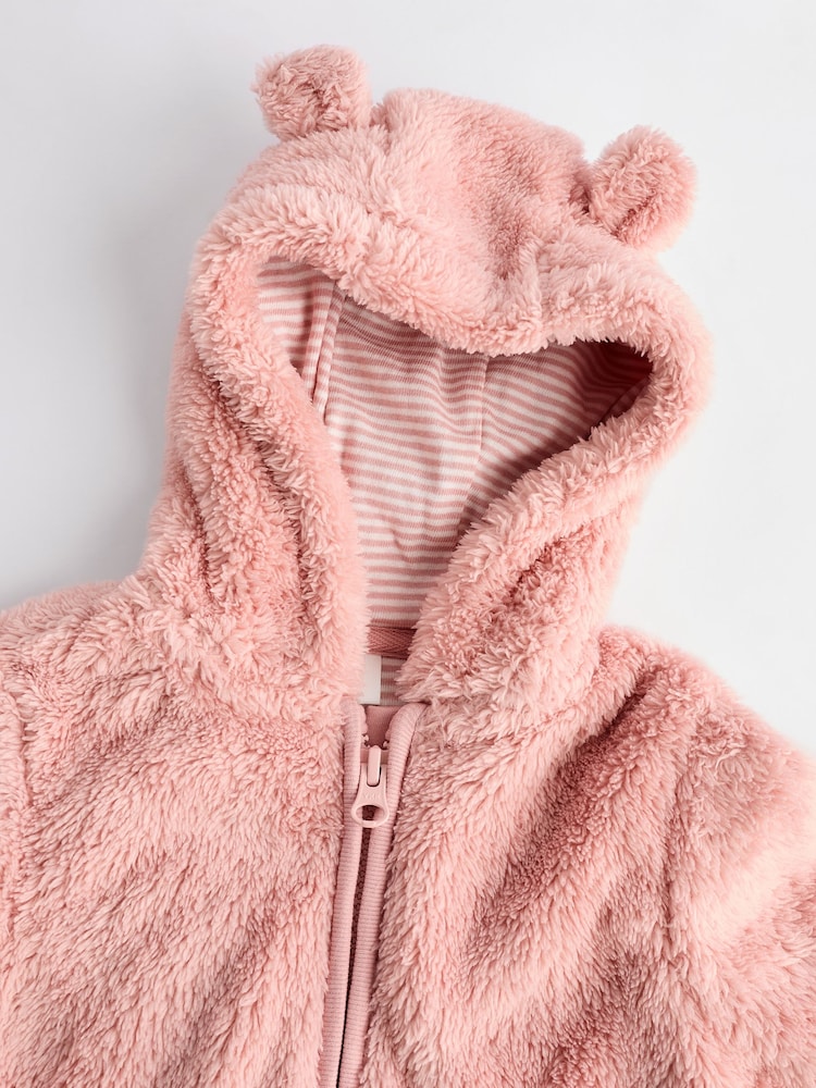Pink Baby Cosy Fleece Hooded All-In-One (0mths-2yrs) - Image 8 of 11